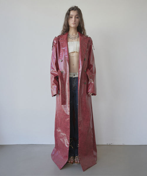 90S FAUX LEATHER COAT TAN - 2 COLORS RED