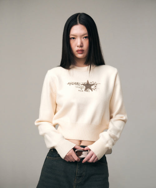 LETTER STAR CROP KNIT BAG 3COLOR