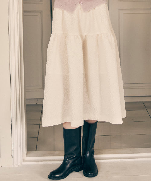 TIERED LONG SKIRT - 3 COLORS IVORY