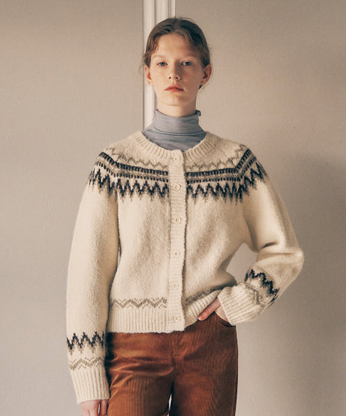 ROUND COWICHAN CARDIGAN - 4 COLORS IVORY