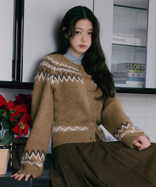 ROUND COWICHAN CARDIGAN - 4 COLORS BROWN
