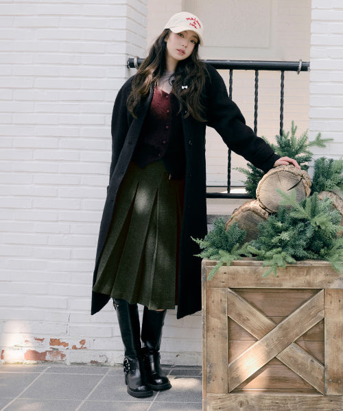 ALPACA WOOL SINGLE COAT - 3 COLORS BLACK