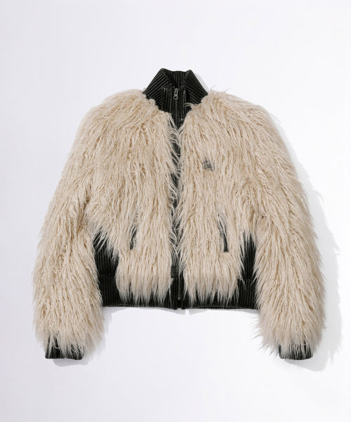 FAUX MONGOLIAN SHEARLING JACKET RAW AS SHOWN