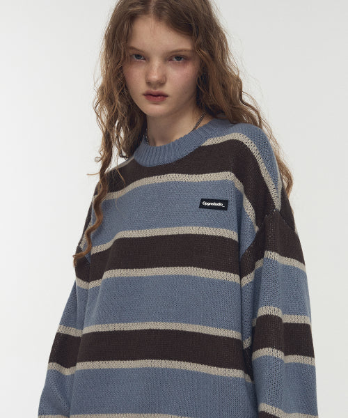 STRIPE WAPPEN KNIT - 2 COLORS LAVENDER