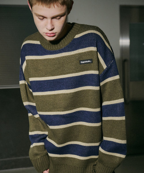 STRIPE WAPPEN KNIT - 2 COLORS NAVY