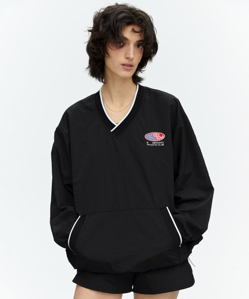 HEARTTRACK VNECK NYLON ANORAK JACKET - 3 COLORS BLACK