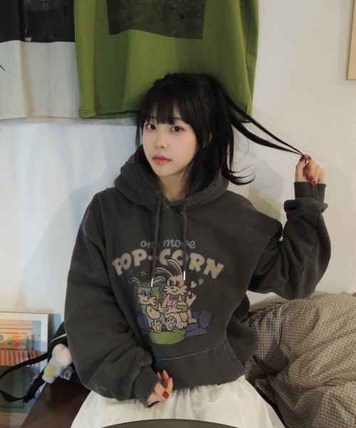 BUNNY PIGMENT HOODIE - 2 COLORS SMOKE BLACK
