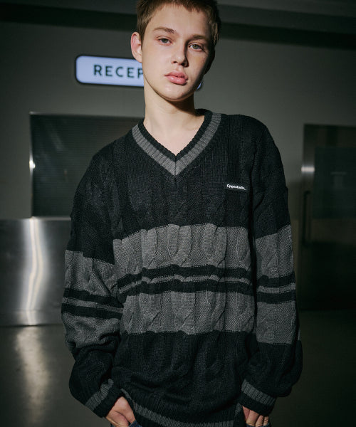 WAPPEN V-NECK KNIT - 3 COLORS BLACK