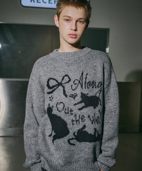 CAT BRUSHED KNIT - 2 COLORS GREY