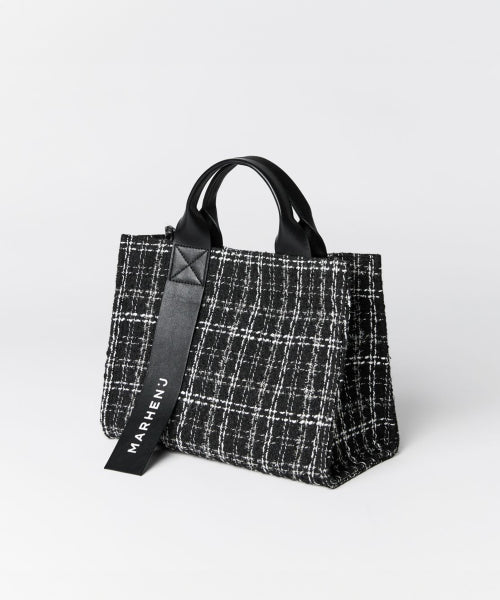 RICO MINI TWEED TOTE CROSSBODY BAG BLACK