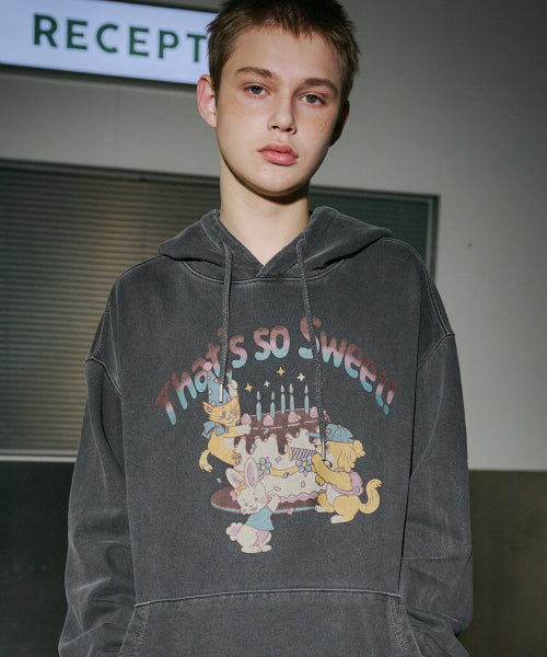 CAKE TEE PIGMENT HOODIE - 2 COLORS SMOKE BLACK