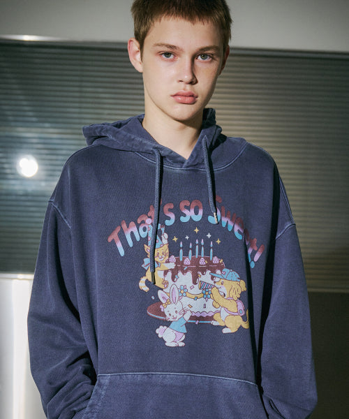 CAKE TEE PIGMENT HOODIE - 2 COLORS BLUE