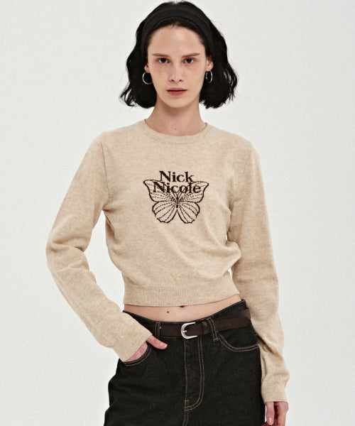 MINI BUTTERFLY SIGNATURE SLEEVE KNIT #徐睿知同款! - 6 COLORS BROWN