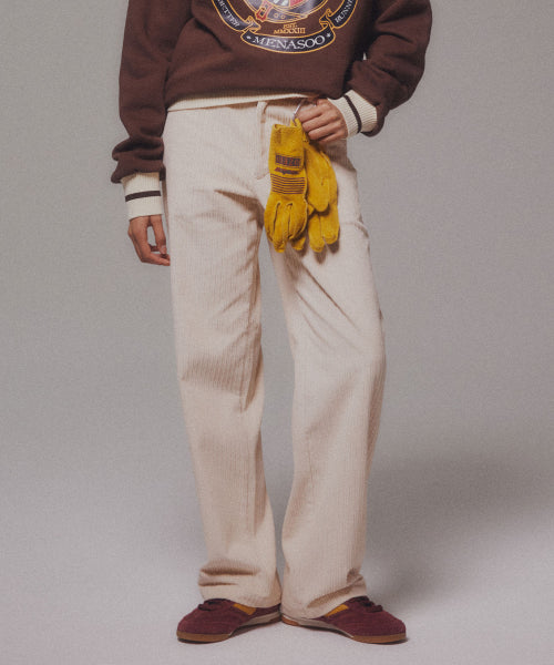 CORDUROY STRAIGHT PANTS - 4 COLORS CREAM