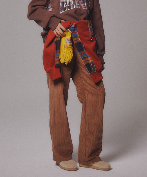 CORDUROY STRAIGHT PANTS - 4 COLORS BROWN