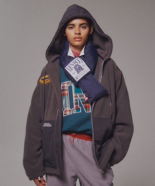 FLEECE HOOD JACKET - 2 COLORS CHARCOAL