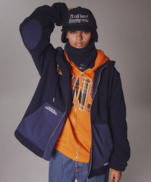FLEECE HOOD JACKET - 2 COLORS NAVY