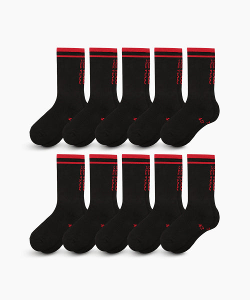 [10 PACK] RUNNING CREW FLOGGER FIT SOCKS - 3 COLORS BLACK