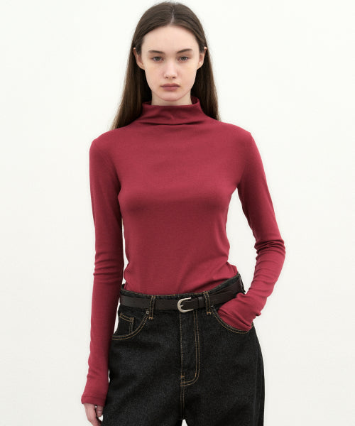 HIGH NECK SLIM TOP #徐睿知同款! - 11 COLORS RED