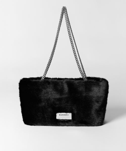 NOVA FUR CHAIN SHOULDER BAG - 2 COLORS BLACK