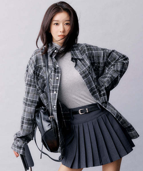 WESTERN TWO POCKET CHECK SHIRTS #徐睿知同款! - 2 COLORS BLACK