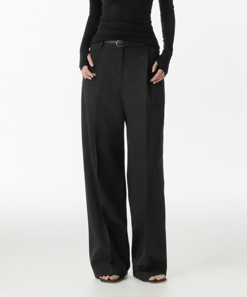 COOL TOUCH DEEP TUCK WIDE SLACKS - 3 COLORS BLACK