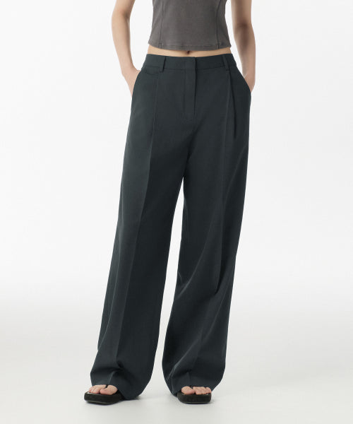 COOL TOUCH DEEP TUCK WIDE SLACKS - 3 COLORS DARK GRAY