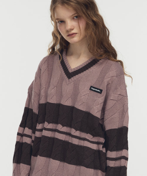 WAPPEN V-NECK KNIT - 3 COLORS PINK