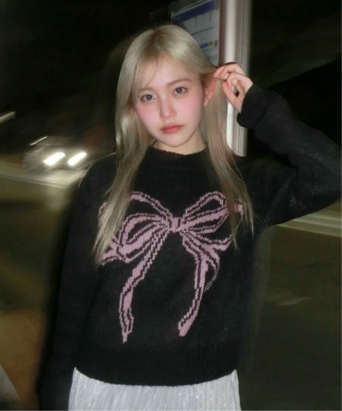 BRUSHED OVERFIT KNIT - 2 COLORS BLACK