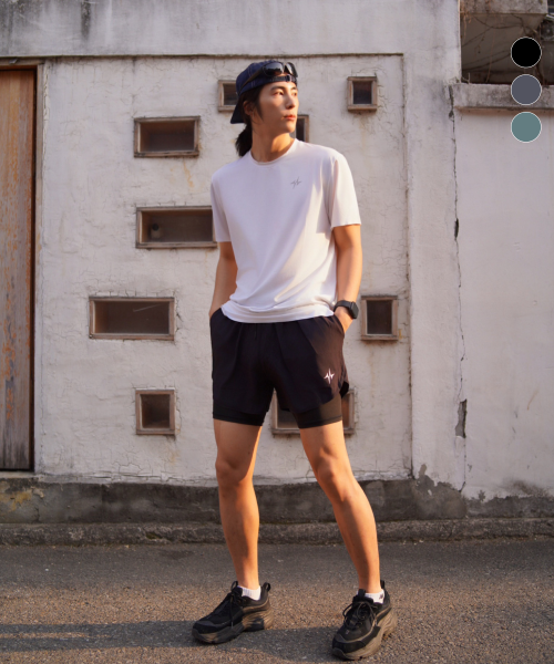 SPORTS SHORTS PRO 2IN1 - 2 COLORS GREY