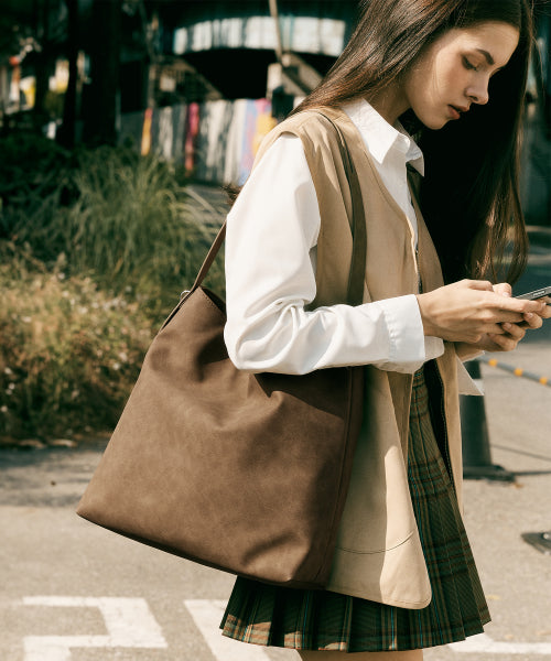 LUANG SUEDE SHOULDER BAG - 2 COLORS BROWN