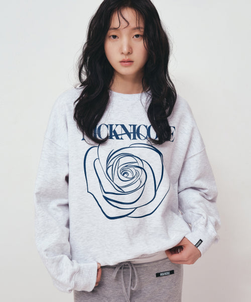 NICOLE ROSE PRINTING SWEATSHIRT #徐睿知同款! - 8 COLORS NAVY