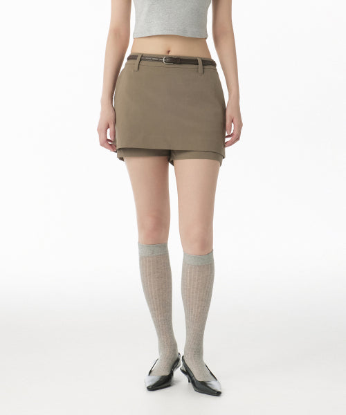 WOMENS LAYERED MINI SKORT #韓韶禧同款! - 4 COLORS BEIGE