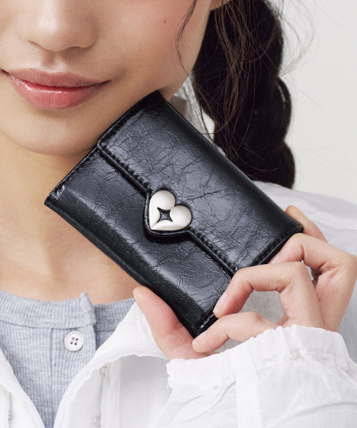 HEARTY FLAP WALLET BLACK