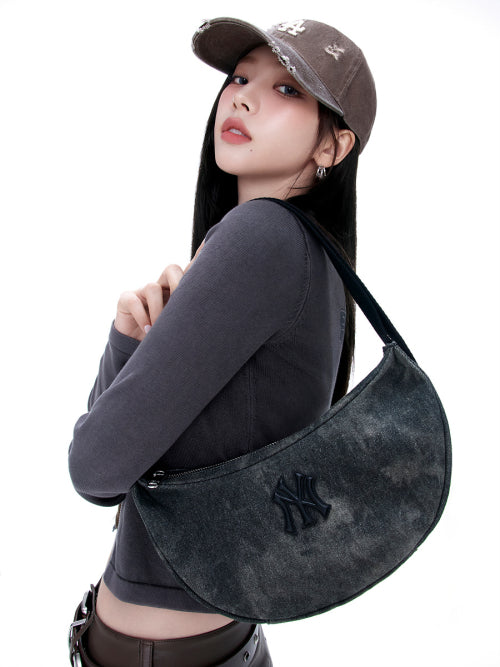 VINTAGE WASHED SHOULDER BAG NY #KARINA同款! CHARCOAL
