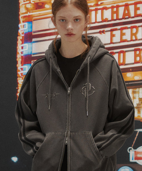 2-WAY CP LINE PIGMENT HOOD ZIP-UP SMOKE BLACK