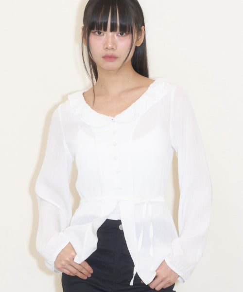 LACE FRILL BLOUSE WHITE
