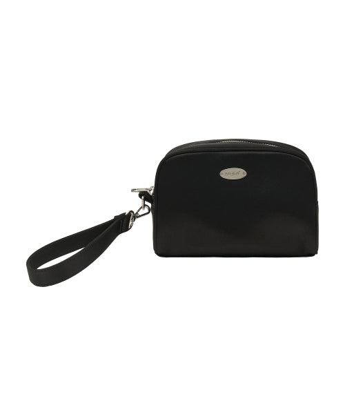 REGULAR LOGO SATIN POUCH - 2 COLORS BLACK