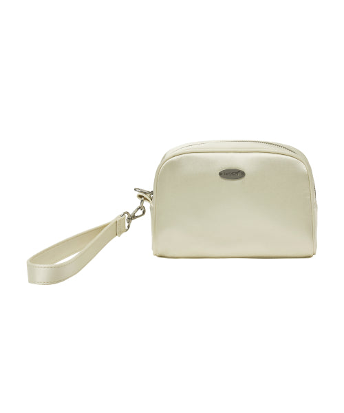 REGULAR LOGO SATIN POUCH - 2 COLORS CREAM