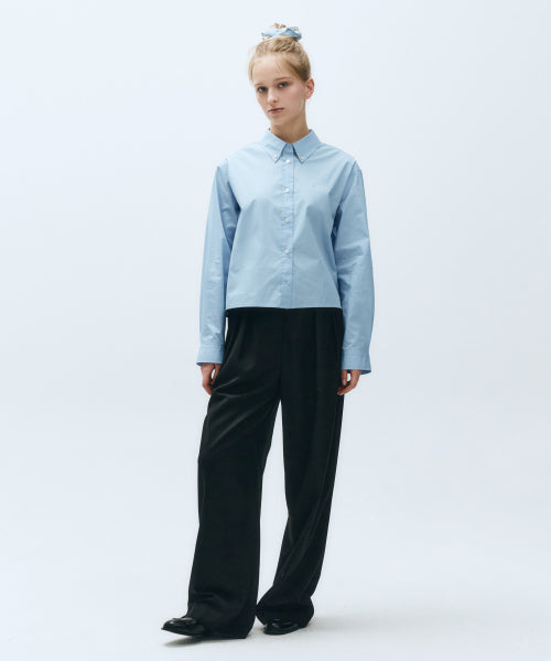 W TWO TUCK WIDE SLACKS - 2 COLORS BLACK