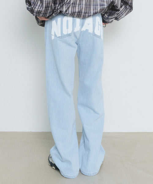 BACK PAINTING DENIM PANTS LIGHT BLUE