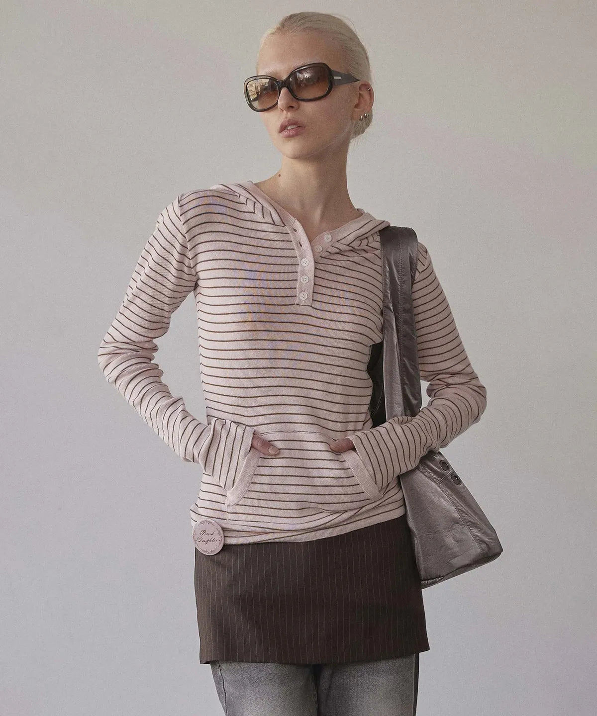 Knitted Stripe Hoodie - 2 color