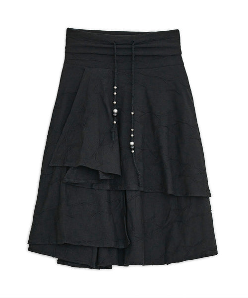 STAR FLARED MIDI SKIRT BLACK