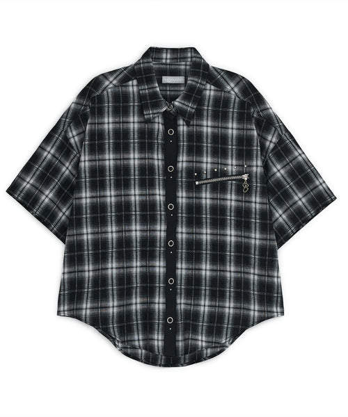 STUD CHECK SHIRT BLACK