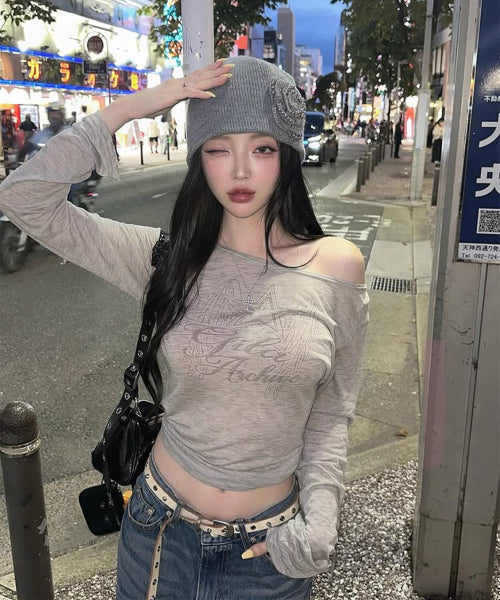 STAR WING SHEER LONG SLEEVE - 4 COLORS GREY