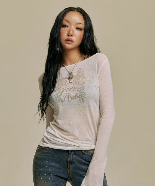 STAR WING SHEER LONG SLEEVE - 4 COLORS WHITE