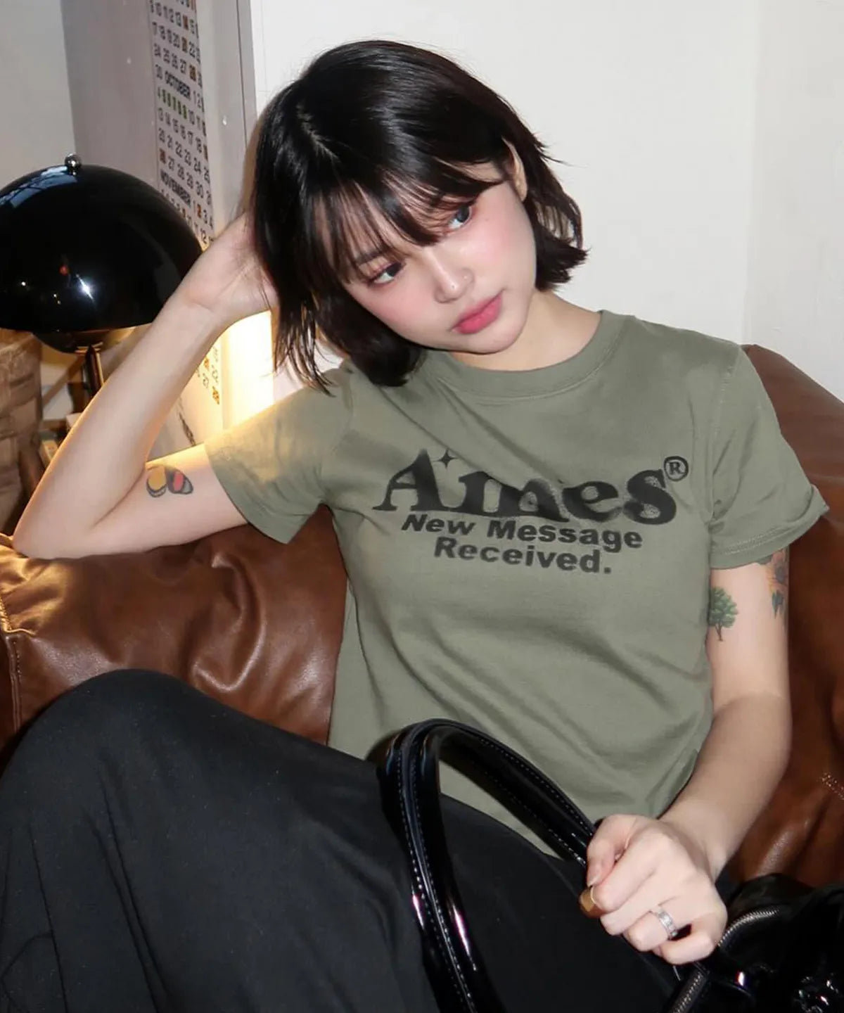 [AMES WORLDWIDE] ROUND HEM CROP TEE - 5 color