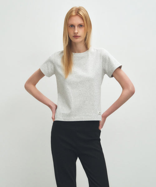 W BASIC TEE LIGHT HEATHER - 4 COLORS GREY