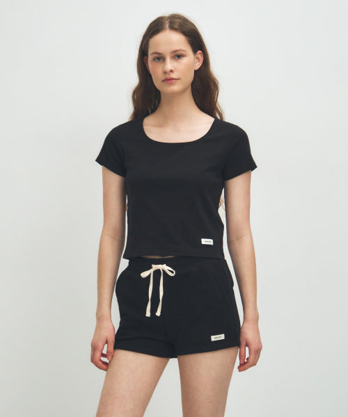 W BASIC CROP TEE - 4 COLORS BLACK