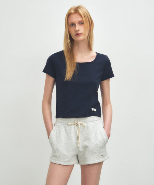 W BASIC CROP TEE - 4 COLORS NAVY
